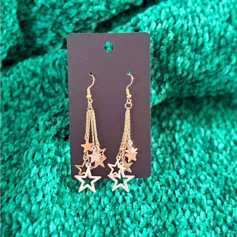 Elegant Gold Star Drop Earrings